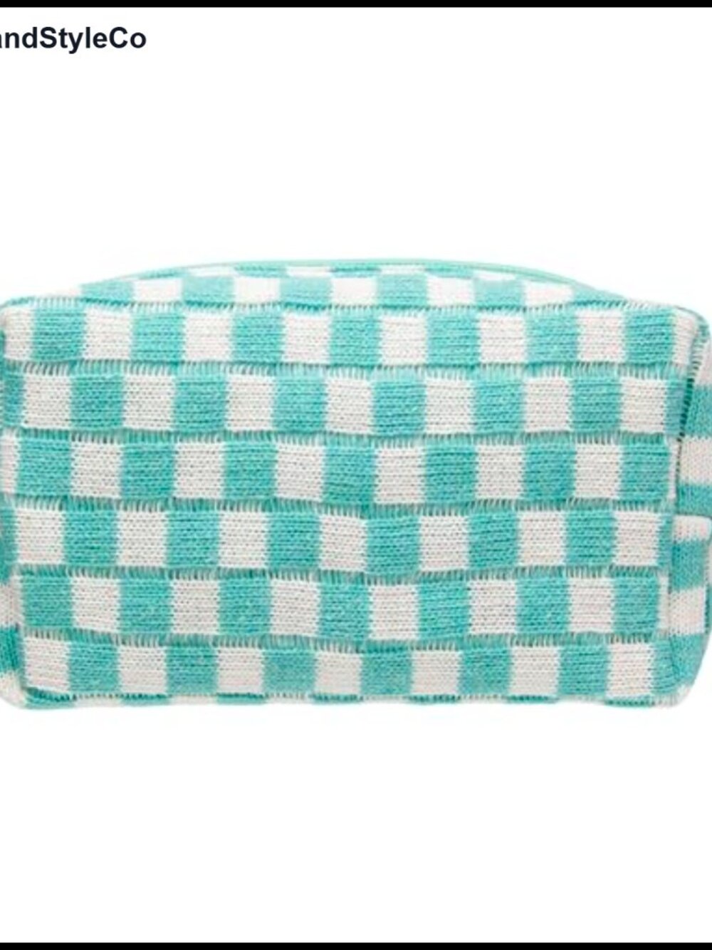 Knit Checkered Makeup Pouch for Purse, Travel Cosmetic Bag, Zippered Organizer